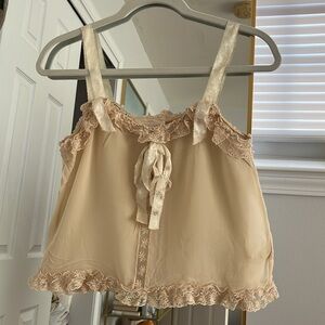 LoveShackFancy 100% silk lace cami top